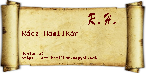 Rácz Hamilkár névjegykártya